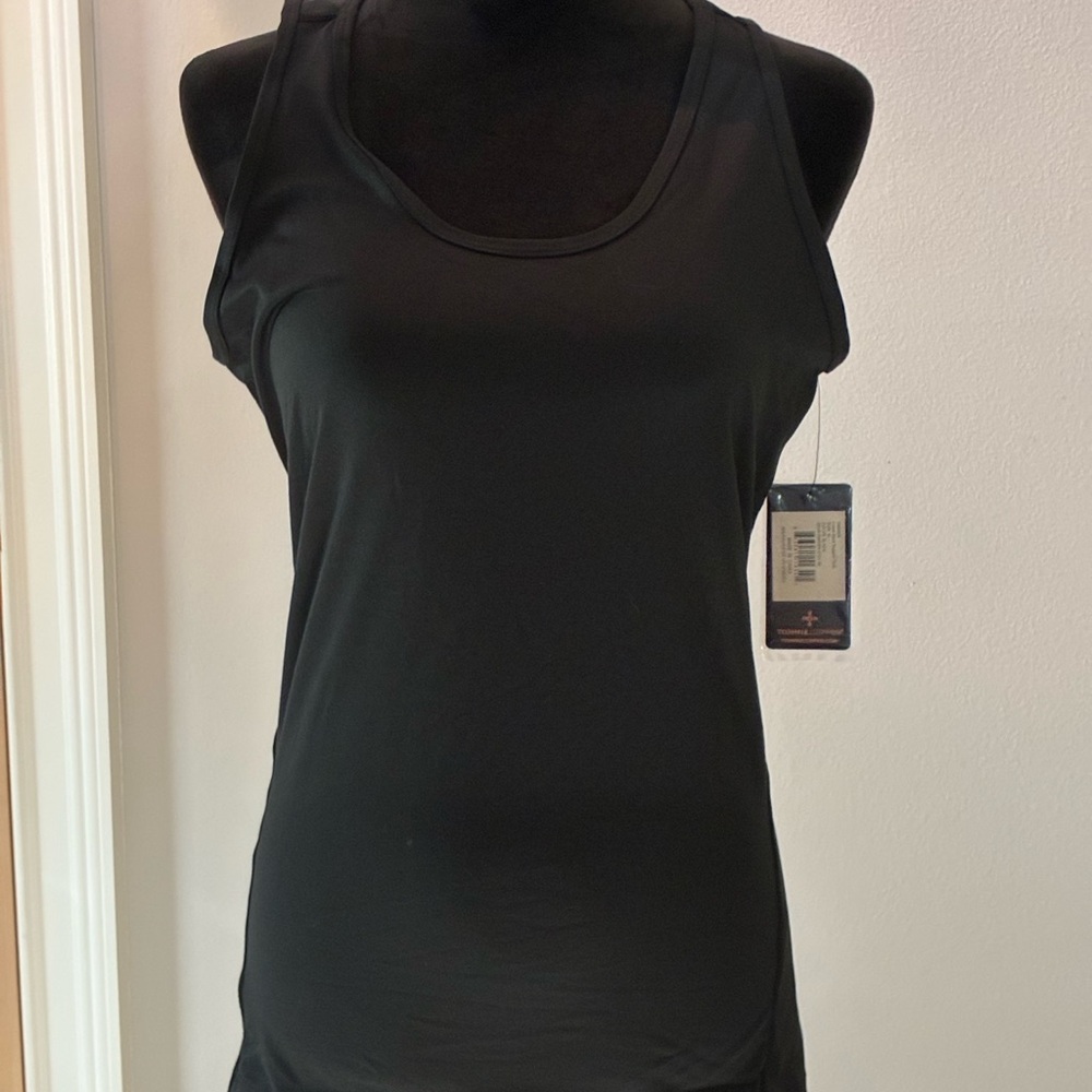 Tommy Copper Lower Back Support Fitted Black Sleeveless Tank Top -NWT -XL
